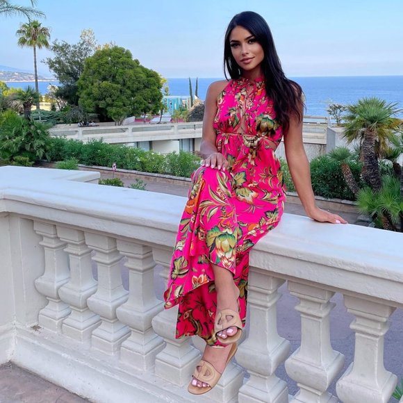 BLOGGER'S FAVE! Zara Cut Out Printed Jumpsuit Barbie Pink Sz S NWT - Picture 4 of 16